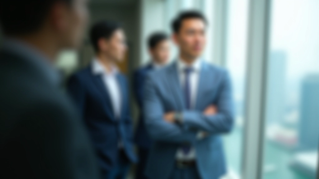 Professional standing confidently in modern office space looking out window with optimistic expression